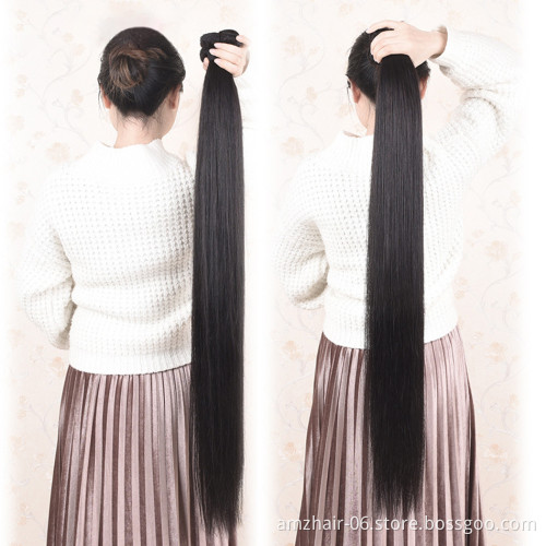 Amzhair Cheap Wholesale Long 40 Inch Malaysian Virgin Human Hair Weave Bundle Extension Ready Cuticle Aligned Hair Extension